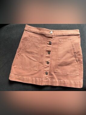 Veronica Beard Dusty Rose Button-Front Mini Skirt